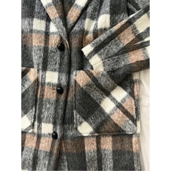 Plaid single breasted shawl-collar coat - Picture 5 of 8